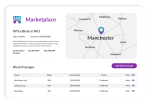 Illustration of Marketplace our construction supply chain management screen to show how it's laid out