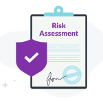 Construction risk assessment clipboard illustration