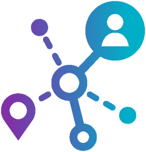 construction procurement supply chain management icon in purple blue gradient