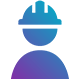 Icon of a person wearing a safety helmet, representing a construction worker or safety professional.
