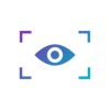 Stylised icon of an eye with the outline of a box around it