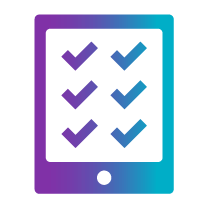 Illustration of a tablet with six checkmarks, symbolizing task completion and digital organization.