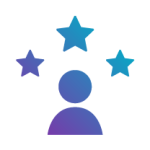 Illustration of a silhouette of a person with stars above their head to demonstrate high standards and performance