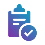 Clipboard with a tick mark on the bottom right hand corner icon
