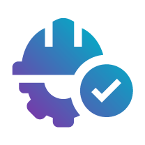 Icon of a builders hat with a verified tick mark