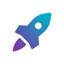A gradient-colored rocket icon featuring a blue and purple design, symbolizing innovation and technology.