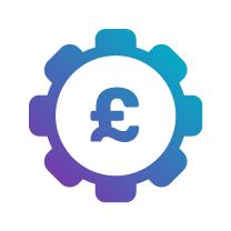 Cog with a pound side inside icon to show value added solutions