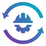 Hardhat surrounded by a flow of arrows