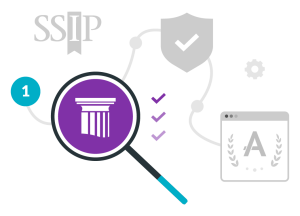 SSIP certification step 1 icon with Acclaim logo and Constructionline membership linked to SSIP logo
