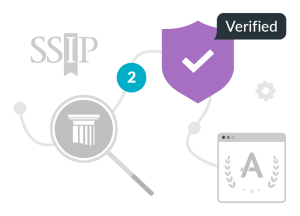 SSIP certification step 2 illustration with verification highlighted in the SSIP chain from constructionline to acclaim and ssip logos