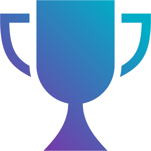 An icon of an award cup, shaded in a blue-to-purple gradient.