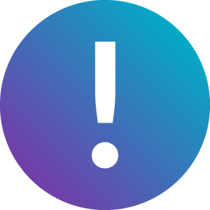 A gradient circle with an exclamation mark
