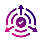 check mark with arrows leading away from it icon