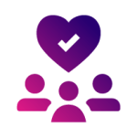 people with a heart and a check mark above them icon